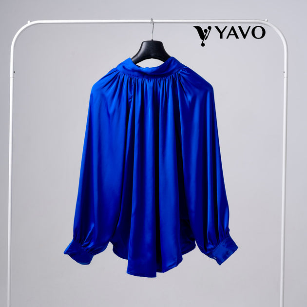 Royal blue satin blouse – myyavo
